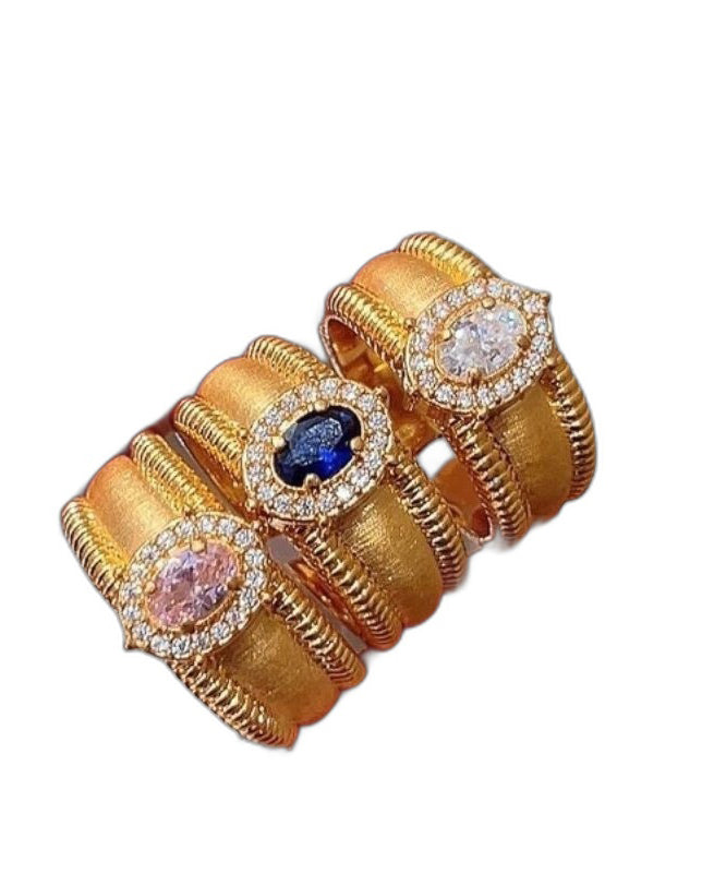 Fashion Gold Sterling Silver Overgild Zircon Open Rings