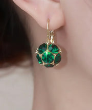 Fashion Green Copper Alloy Zircon Crystal Drop Earrings