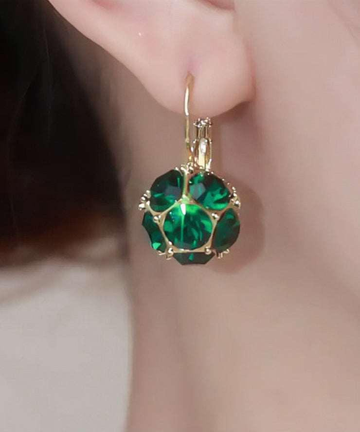 Fashion Green Copper Alloy Zircon Crystal Drop Earrings