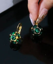 Fashion Green Copper Alloy Zircon Crystal Drop Earrings