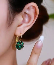 Fashion Green Copper Alloy Zircon Crystal Drop Earrings