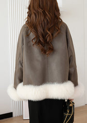 Fashion Green Fur Collar Pockets Sashes Parka Winter