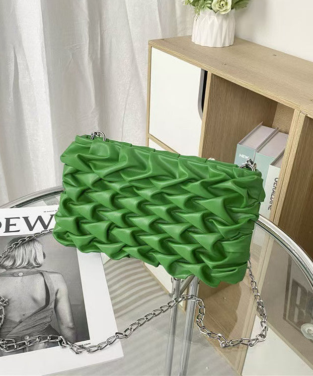 Fashion Green Solid Durable Faux Leather Micro Bag