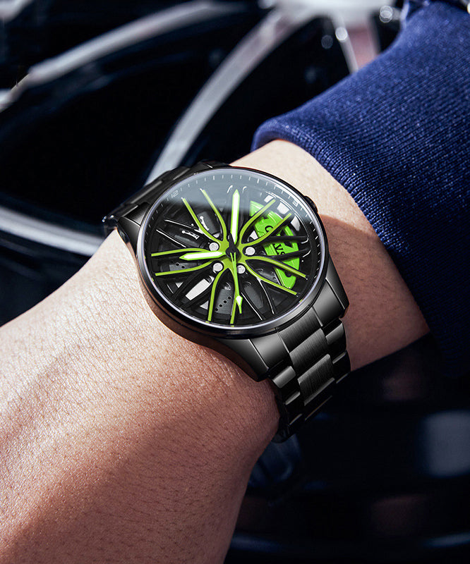 Fashion Green Stainless Steel Alloy Hollow Out Noctilucent Watches