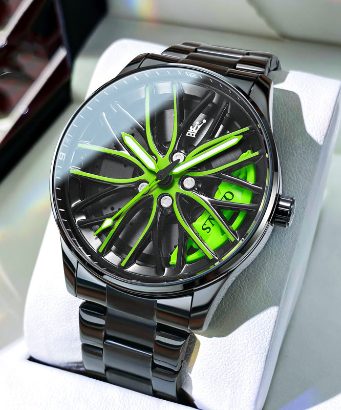 Fashion Green Stainless Steel Alloy Hollow Out Noctilucent Watches