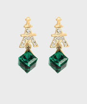 Fashion Green Sterling Silver Overgild Zircon Crystal Drop Earrings