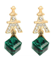 Fashion Green Sterling Silver Overgild Zircon Crystal Drop Earrings