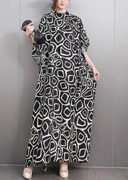 Fashion Green Turtleneck Print Side Open Party Maxi Dress Summer