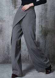 Fashion Grey Asymmetrical Silm Fit Spandex Straight Pants Fall