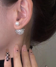 Fashion Grey Copper Alloy Zircon PearlStud Earrings