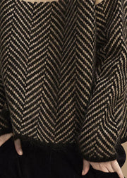 Fashion Navy Turtle Neck Patchwork Knit Pullover Winter