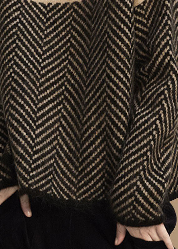 Fashion Navy Turtle Neck Patchwork Knit Pullover Winter