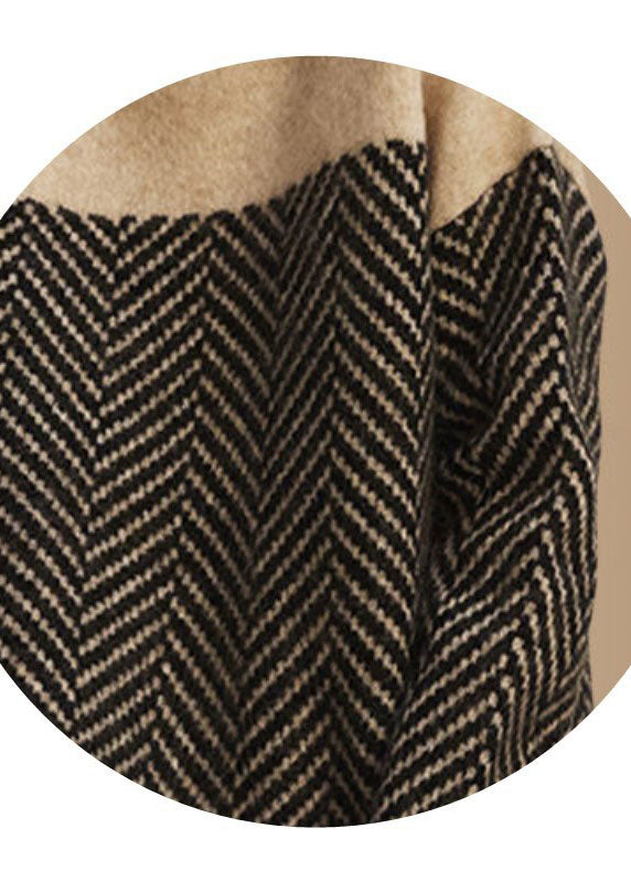 Fashion Navy Turtle Neck Patchwork Knit Pullover Winter