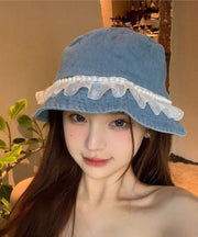 Fashion Lace Nail Bead Denim Fisherman Hat Versatile