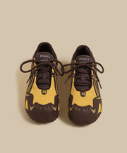 Fashion Lace Up Splicing Flat Feet Shoes Yellow Breathable Mesh