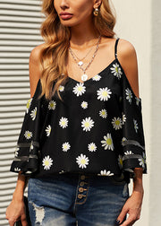 Fashion Leopard V Neck Print Vest Flare Sleeve