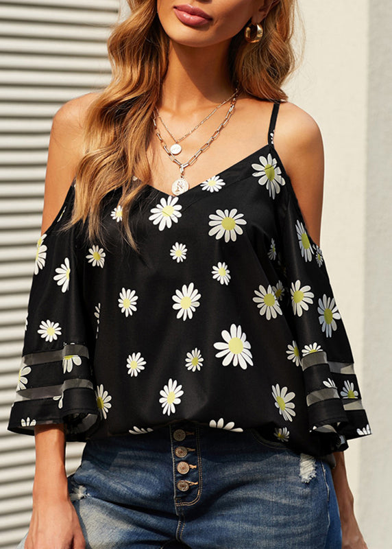 Fashion Leopard V Neck Print Vest Flare Sleeve