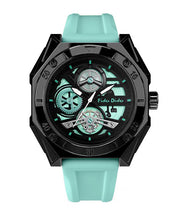 Fashion Light Green Silicone Rubber Quartz Movement Hollow Out Noctilucent Watches
