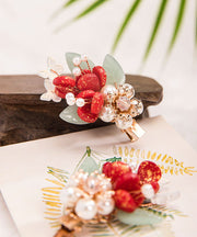 Fashion Multicolor Alloy Pearl Colored Glaze Leaf A Pair Hairpin