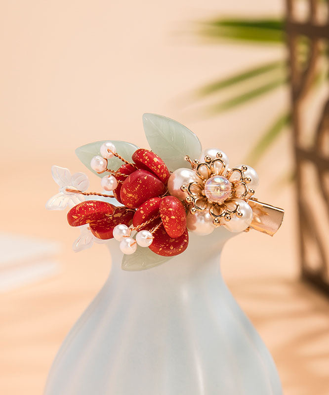 Fashion Multicolor Alloy Pearl Colored Glaze Leaf A Pair Hairpin