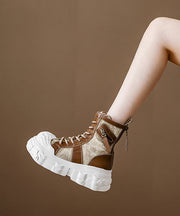 Fashion Navy Canvas Lace Up Splicing Platform Boots