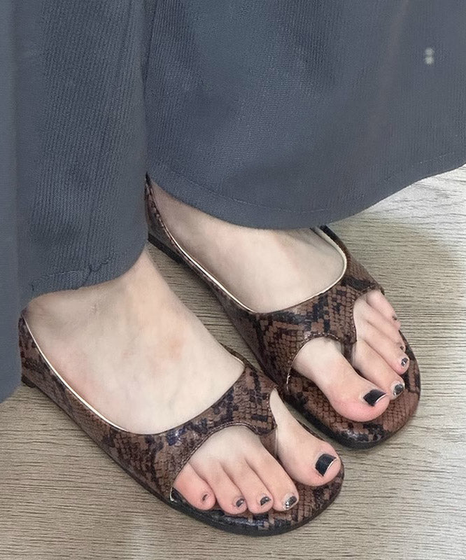 Fashion New Leopard Faux Leather Thong Sandals