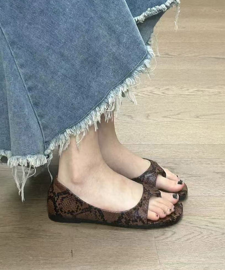 Fashion New Leopard Faux Leather Thong Sandals