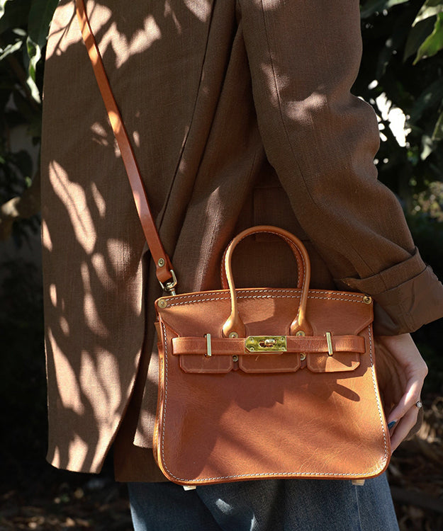 Fashion Orange Large Capacity Leather Tote Handbag