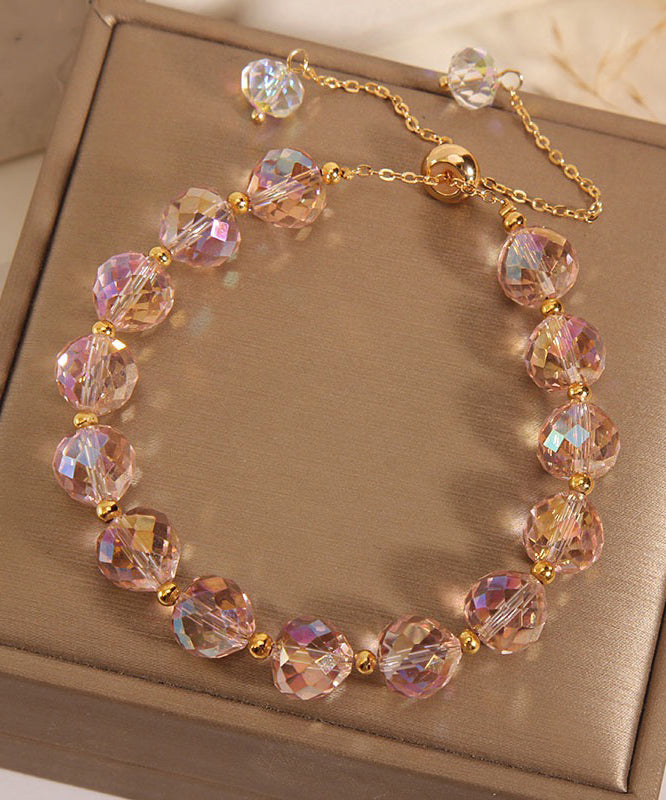 Fashion Pink Alloy Crystal Zircon Tassel Love Charm Bracelet