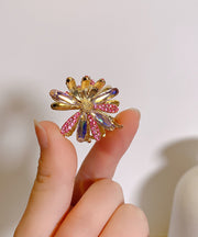 Fashion Pink Alloy Zircon Cat's Eye Stone Daisy Hairpin