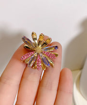Fashion Pink Alloy Zircon Cat's Eye Stone Daisy Hairpin