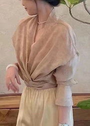 Fashion Pink Asymmetrical Jacquard Chiffon Top Fall