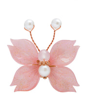 Fashion Pink Copper Alloy Pearl Colored Glaze Butterfly Hairpin
