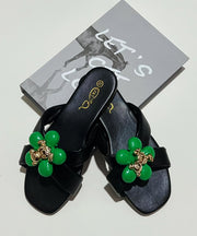 Fashion Pink Floral Splicing Slide Sandals Peep Toe