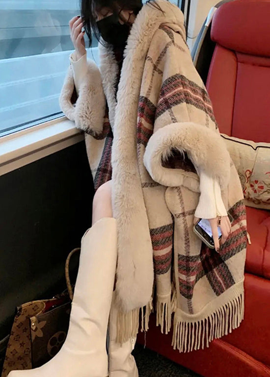Dryden Wyoming Check Faux Fur Collar Coat - Pink main image 0
