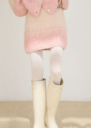 Fashion Pink Oversized Warm Knit Two Pieces Set Winter