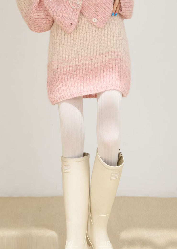 Fashion Pink Oversized Warm Knit Two Pieces Set Winter
