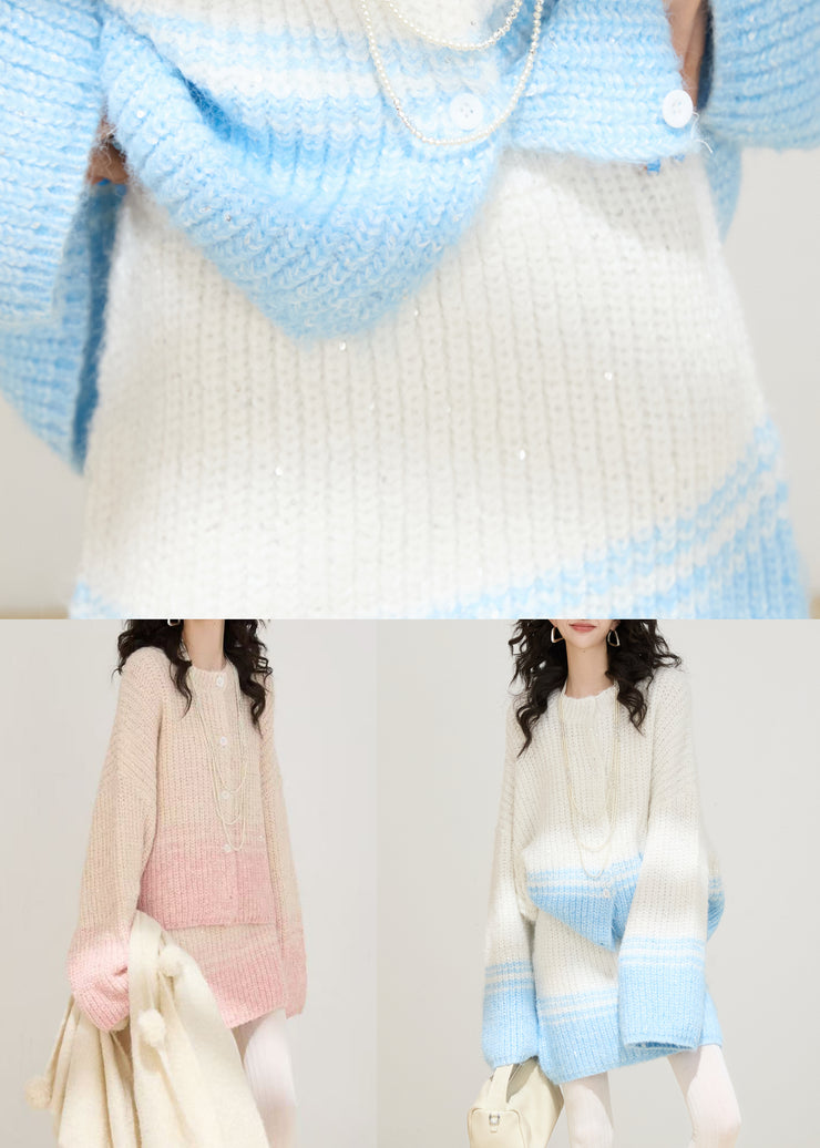 Fashion Pink Oversized Warm Knit Two Pieces Set Winter
