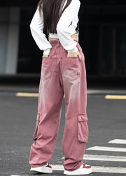 Fashion Pockets Patchwork Denim Wide Leg Pants Fall