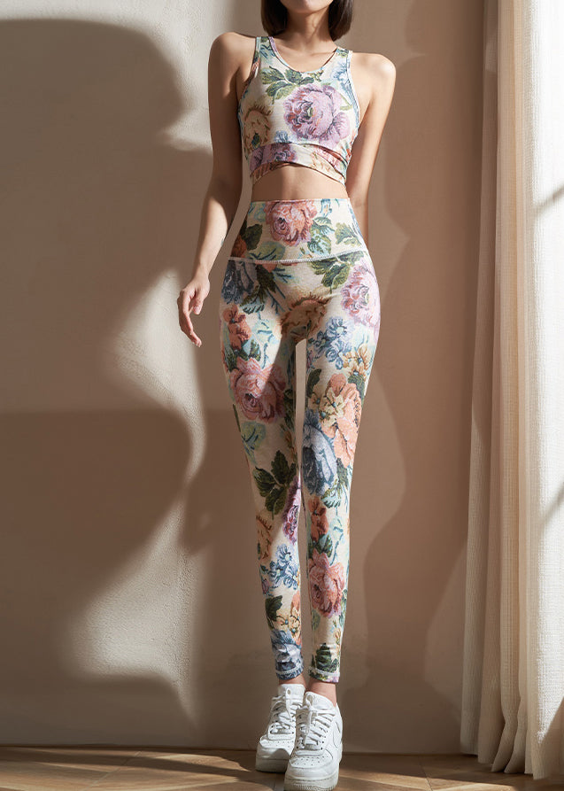 Fashion Print High Waist Sports Bra And Leggings Set Suit
