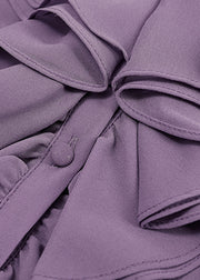Fashion Purple Ruffled Solid Chiffon Shirt Bracelet Sleeve