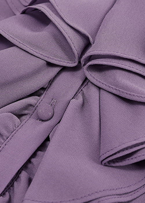 Fashion Purple Ruffled Solid Chiffon Shirt Bracelet Sleeve
