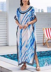 Fashion Rainbow Butterfly Print Side Open Maxi Dress Summer