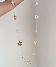 Fashion Rainbow Metal Alloy Zircon Floral Gratuated Bead Necklace