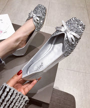 Fashion Red Faux Leather Penny Loafers Splicing Sequins Bow