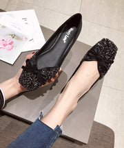 Fashion Red Faux Leather Penny Loafers Splicing Sequins Bow