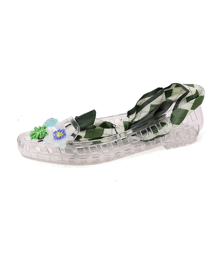 Fashion Red Hollow Out Flower Square Toe Flats Shoes