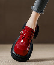 Fashion Red Loafer Shoes Platform Faux Leather