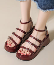 Fashion Red Splicing Platform Sandals Hollow Out Peep Toe