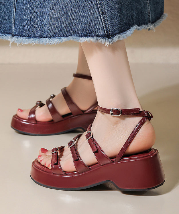Fashion Red Splicing Platform Sandals Hollow Out Peep Toe